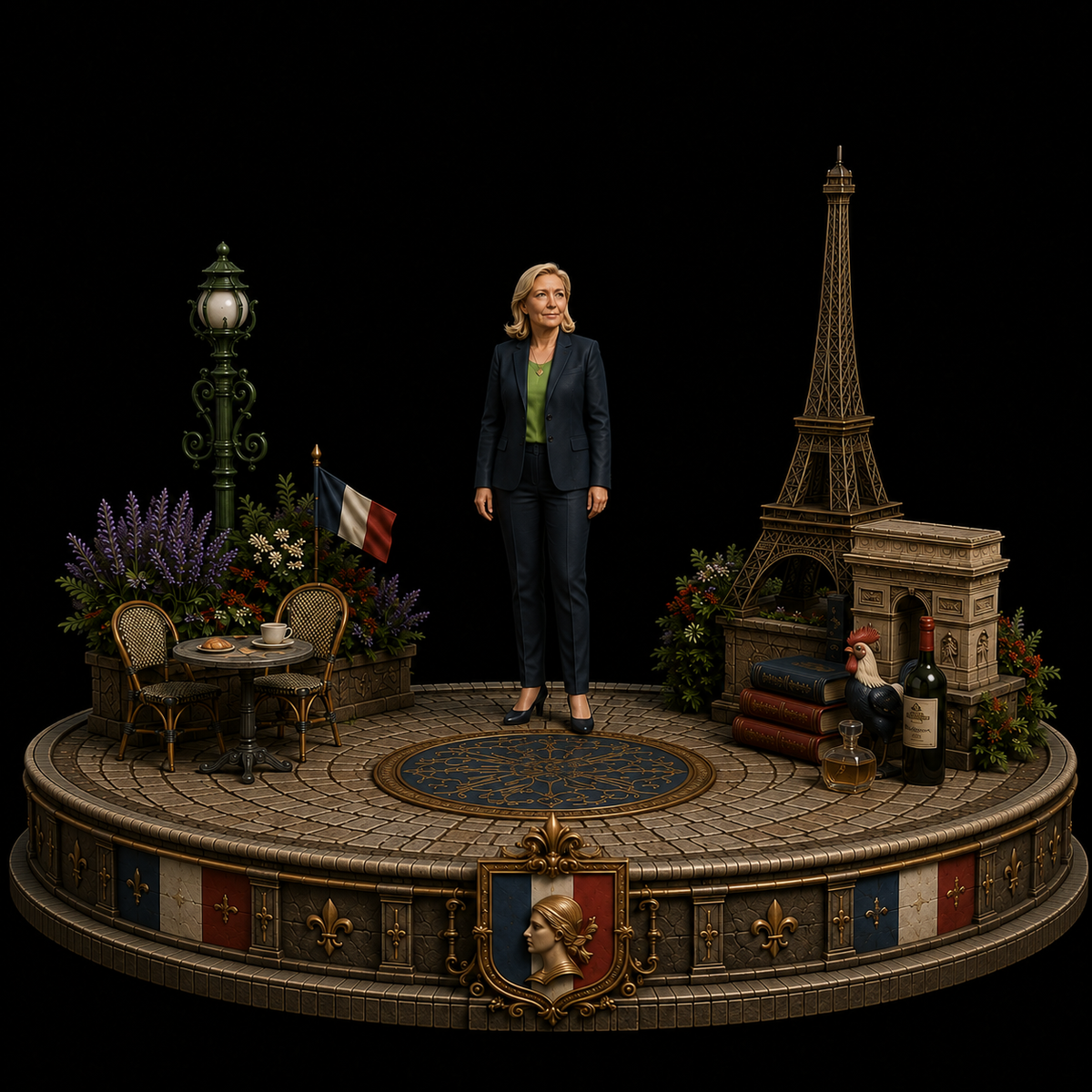Marine Le Pen 3D Hand Painted Figurine | French Political Figure | France Diorama