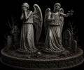 Weeping Angels 3D Hand Painted Doctor Who Graveyard Diorama – 20 cm