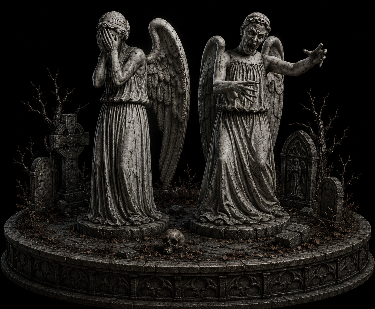 Weeping Angels 3D Hand Painted Doctor Who Graveyard Diorama – 20 cm
