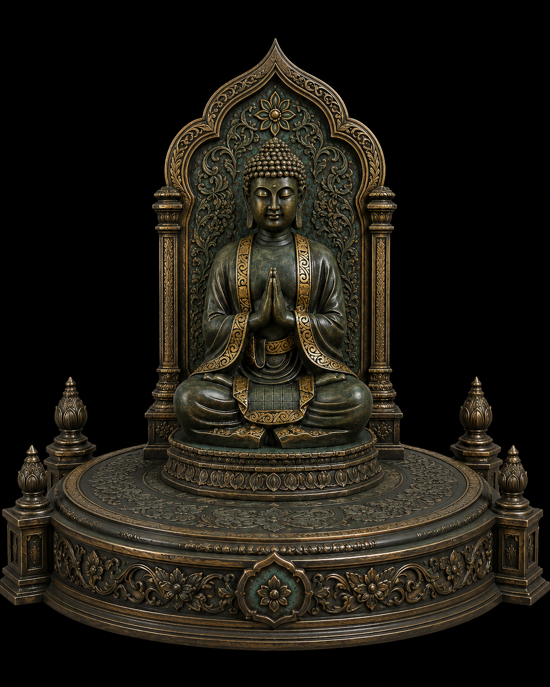 Buddha 3D Hand Painted Meditation Statue – Ornate Buddhist Display – 20 cm