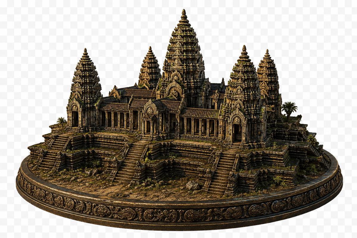 Angkor Wat 3D Hand-Painted Temple Diorama – Cambodian Landmark 🏛️🌿