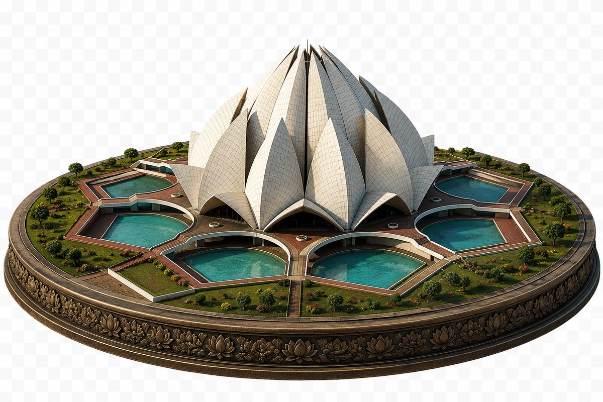 Lotus Temple 3D Hand-Painted Model – New Delhi Architectural Display 🪷🏛️