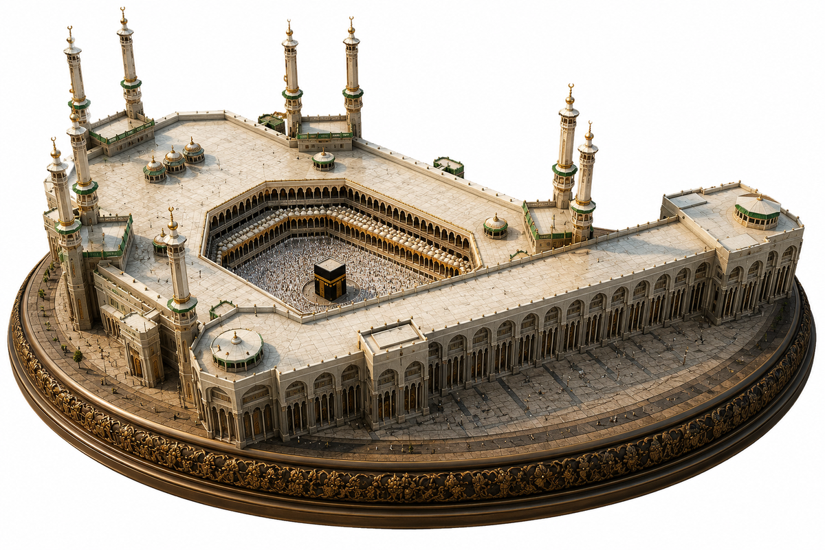 Masjid al-Haram & Kaaba 3D Hand-Painted Architectural Model – Mecca 🕋