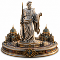 Saint Peter 3D Hand Painted Statue – Vatican Basilica Diorama – 20 cm
