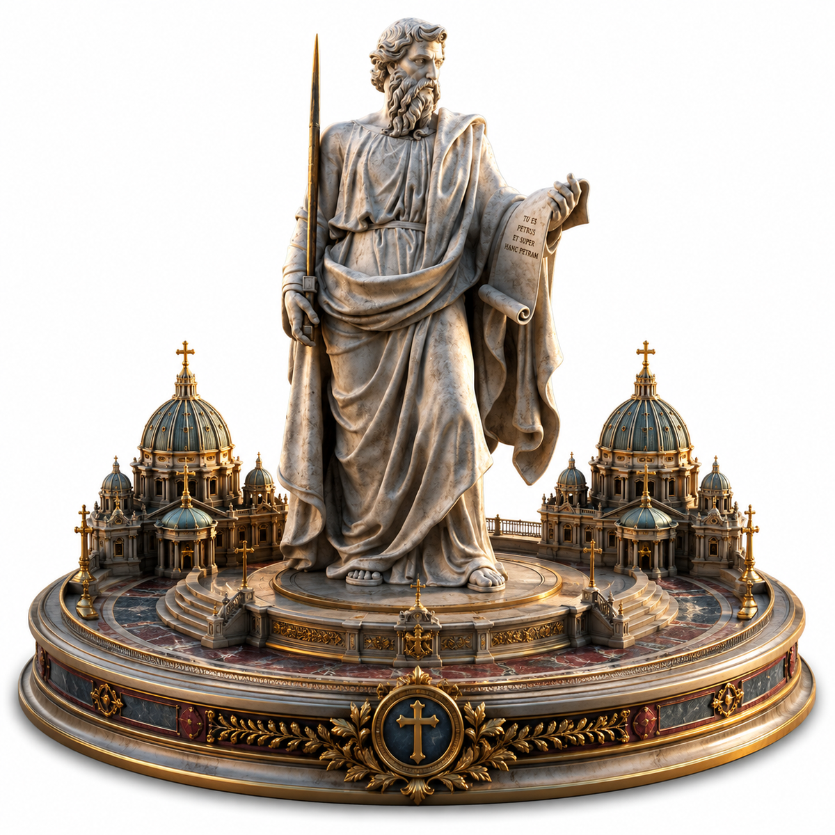 Saint Peter 3D Hand Painted Statue – Vatican Basilica Diorama – 20 cm