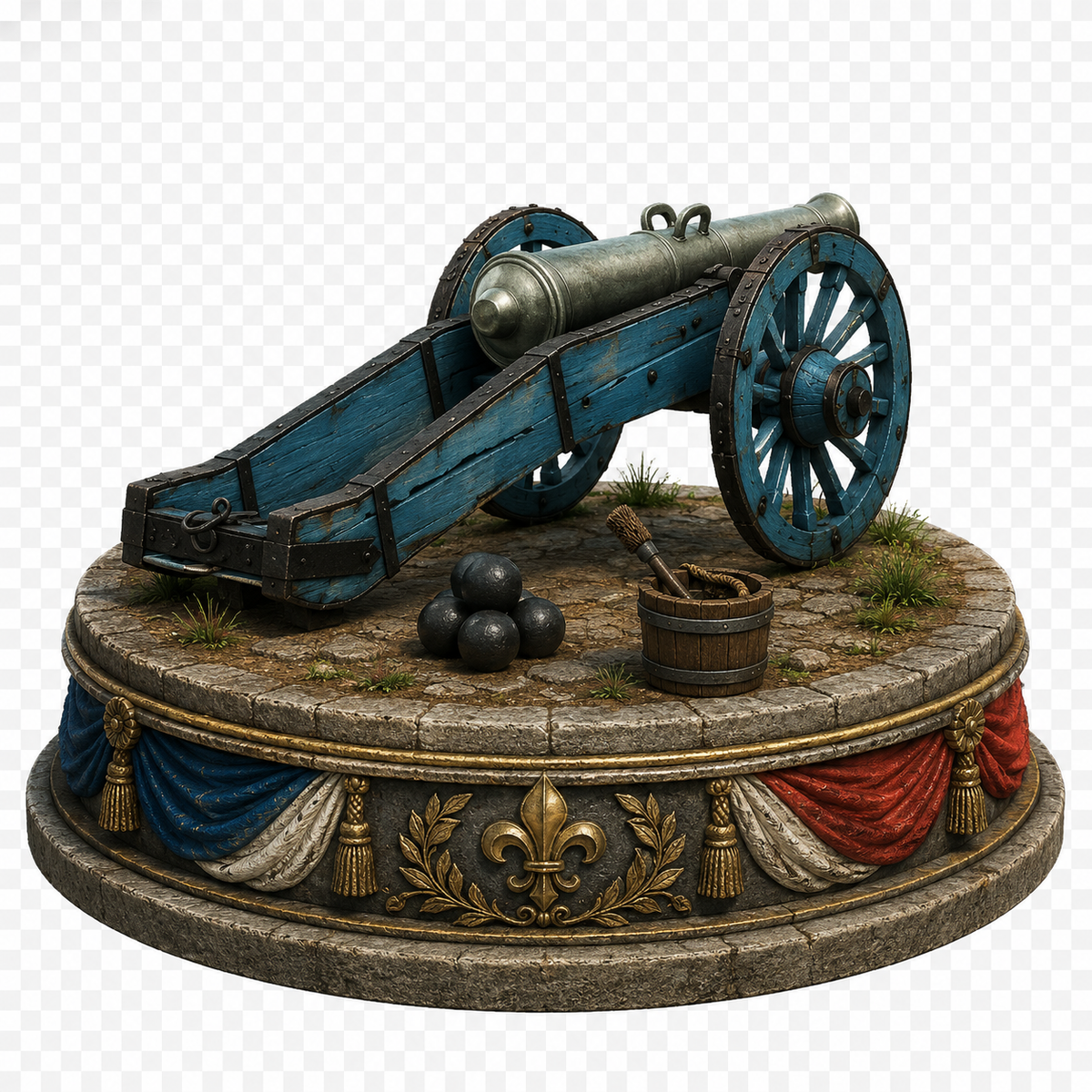 French Artillery Cannon 3D Hand Painted Model | Large Napoleonic Field Gun | Waterloo 1815