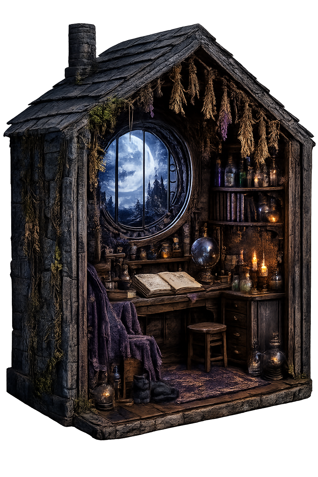 Witchy Book Nook – 3D Printed & Hand-Painted Witch’s Study 🧙‍♀️🔮📚