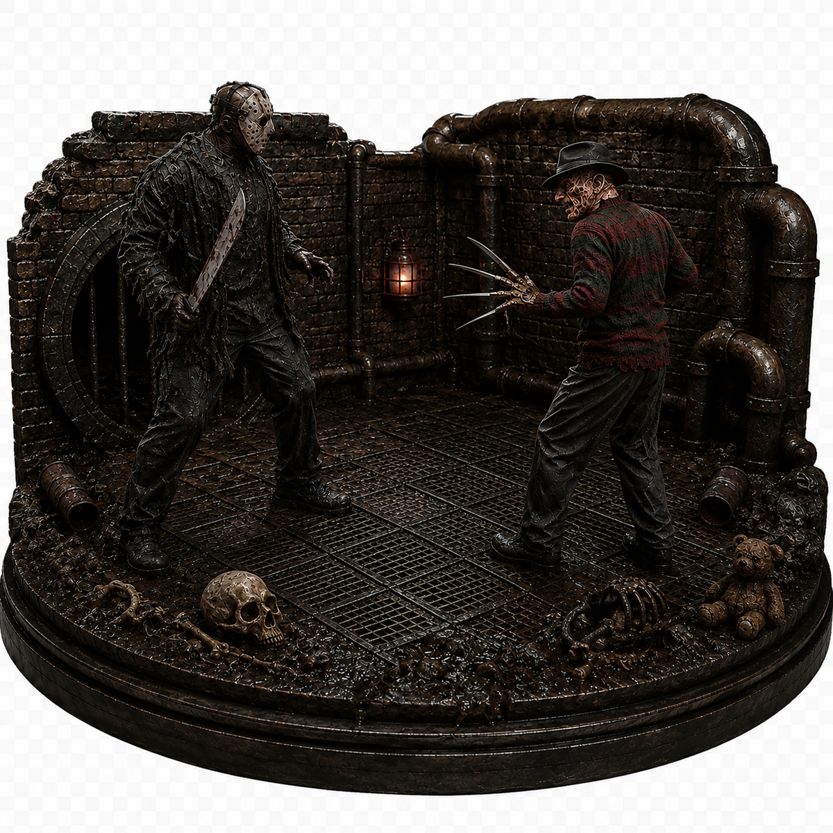 Jason vs Freddy 3D Hand-Painted Horror Diorama – 20 cm