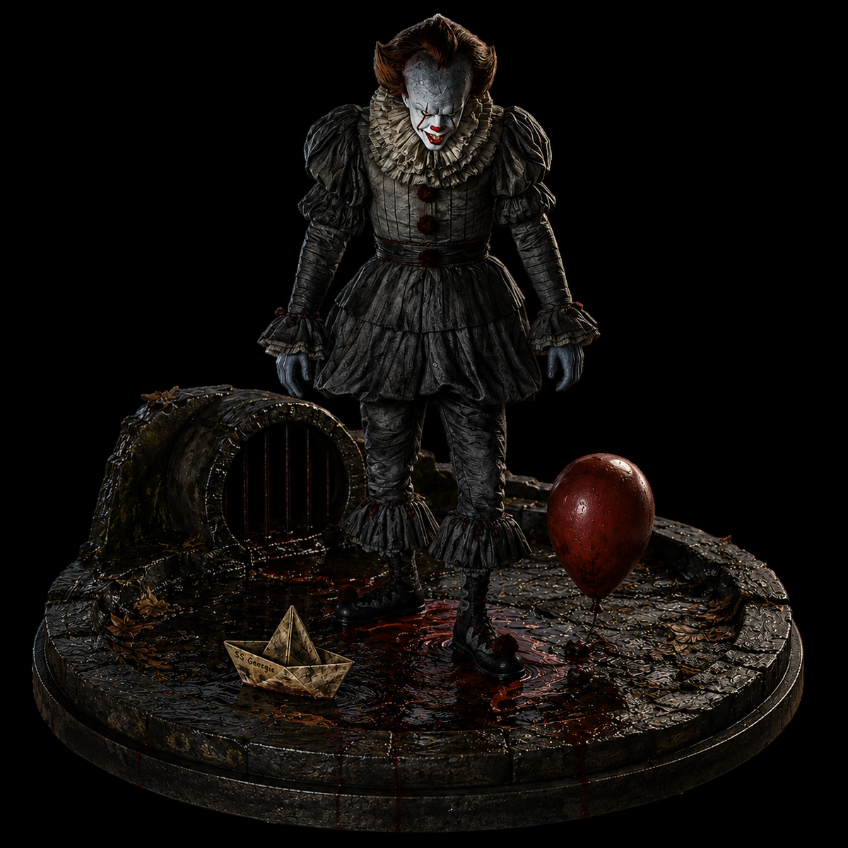 Pennywise 3D Hand-Painted Figurine | IT Horror Sewer Diorama Collectible