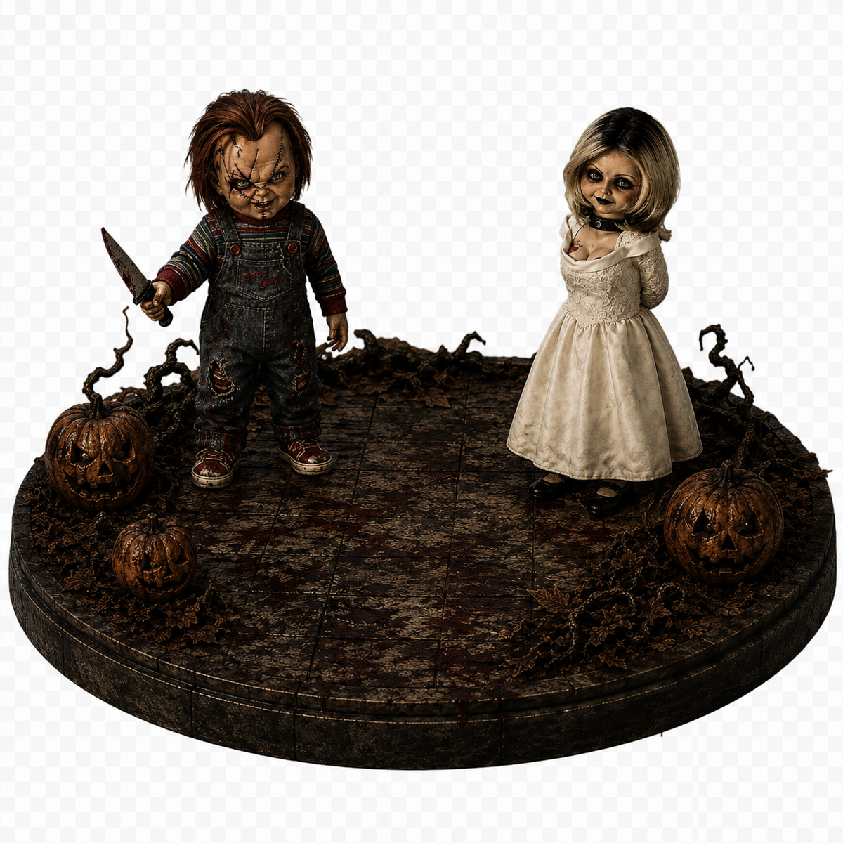 Chucky & Tiffany 3D Hand Painted Horror Diorama – 20 cm