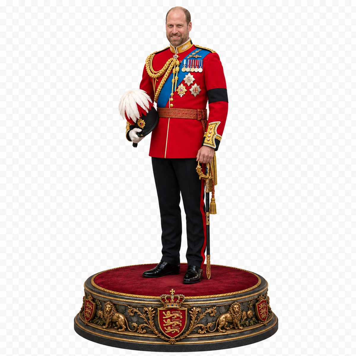Prince William 3D Hand Painted Figurine | British Royal Family | Prince of Wales Ceremonial Statue