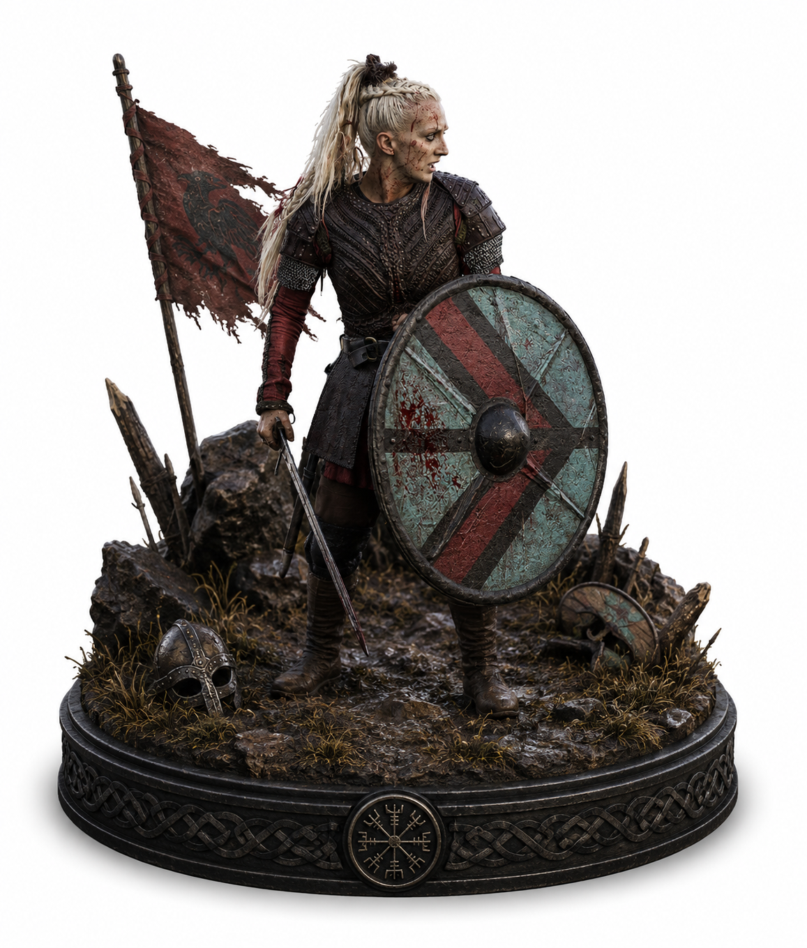 Torvi 3D Hand Painted Viking Shieldmaiden Figurine – Norse Warrior – 20 cm