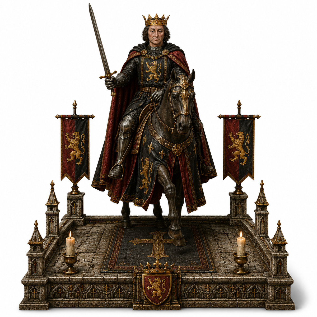 William of Ypres on Horse 3D Hand Painted Figurine | Medieval Mounted Knight | The Anarchy Statue