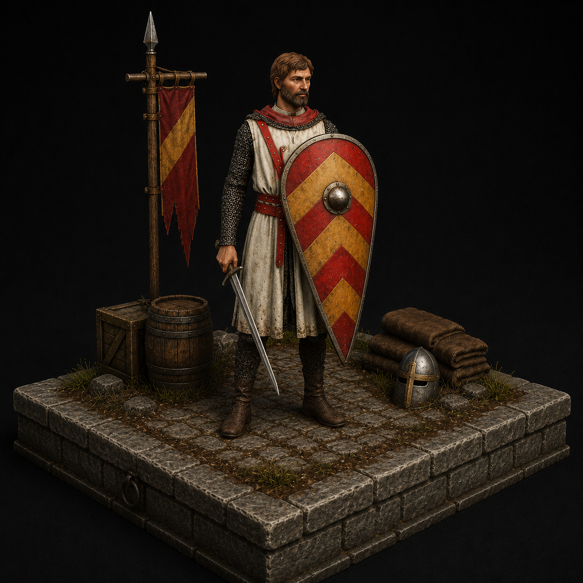Angevin Soldier 3D Hand Painted Figurine | Medieval Knight | Empress Matilda Army