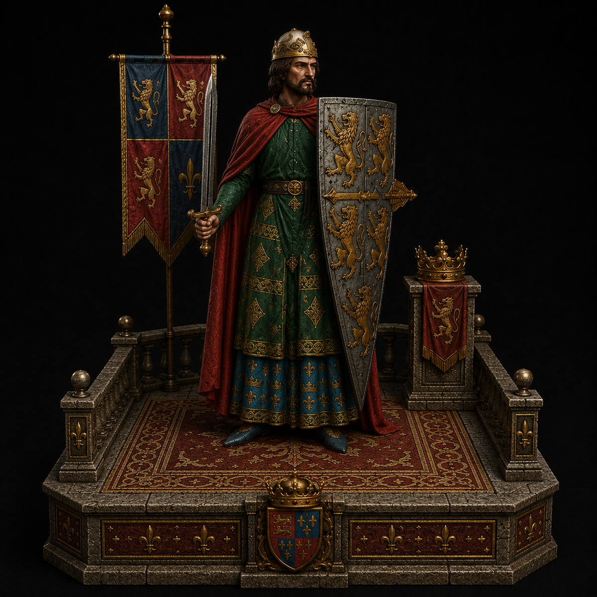 Geoffrey Plantagenet 3D Hand Painted Figurine | Medieval Count of Anjou Historical Statue