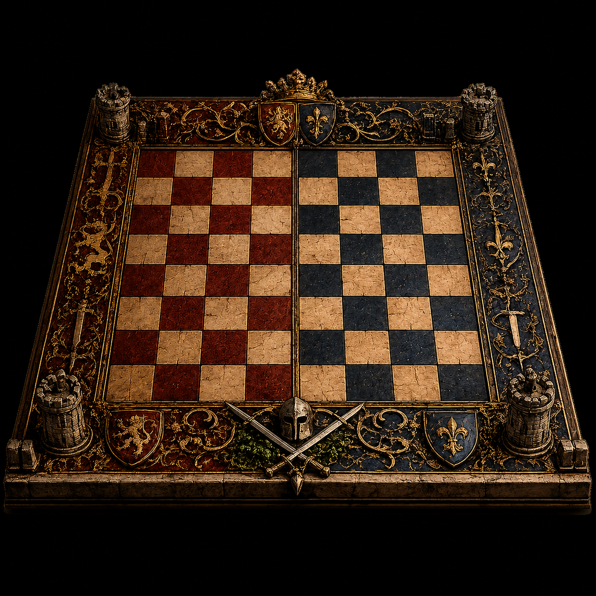 The Anarchy 3D Hand Painted Chess Board | Empress Matilda vs King Stephen | Medieval Chess Board