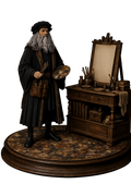 Leonardo da Vinci 3D Hand Painted Figurine | Renaissance Artist & Inventor | Art Studio Diorama