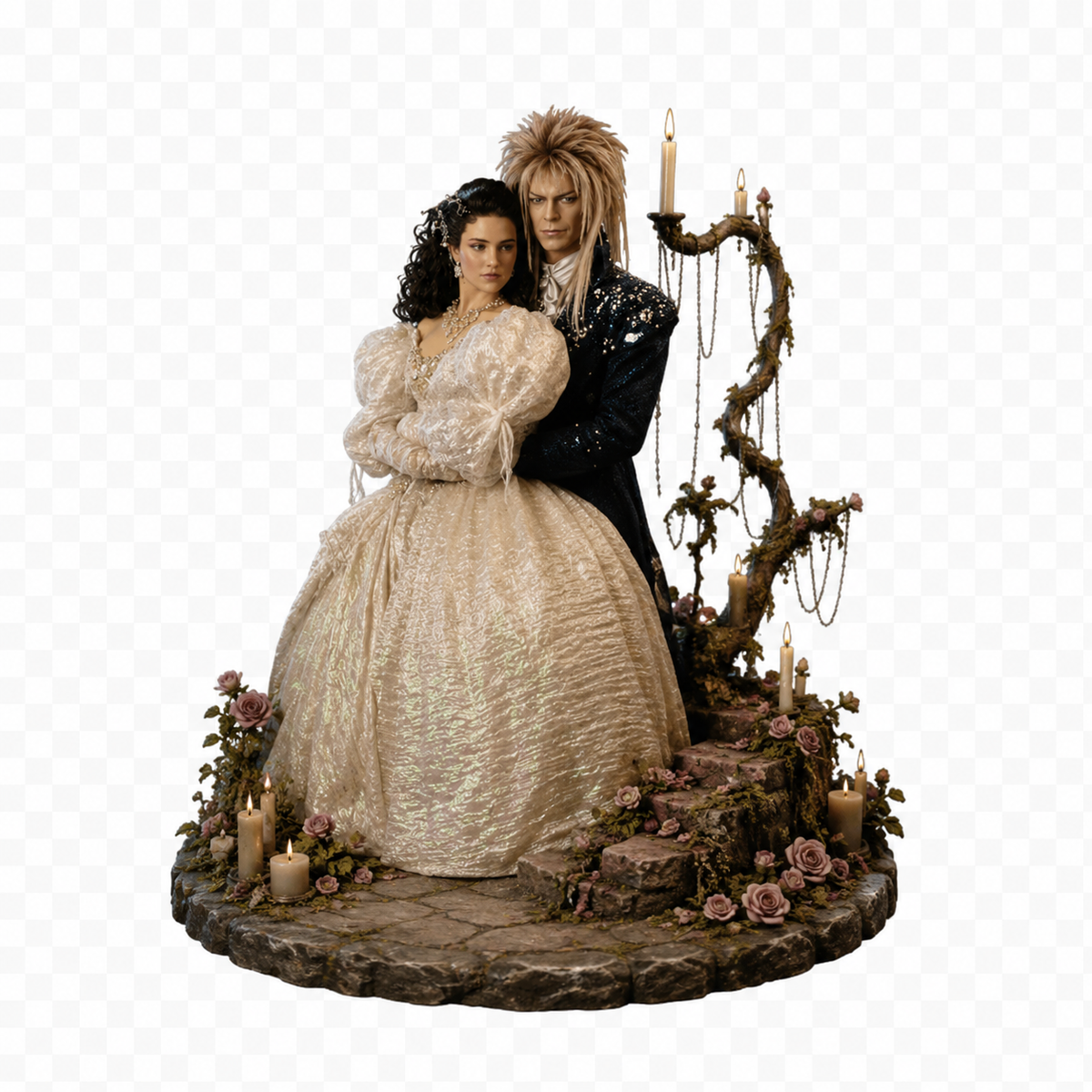 Sarah & Jareth 3D Hand-Painted Figurine | Labyrinth Romantic Fantasy Diorama