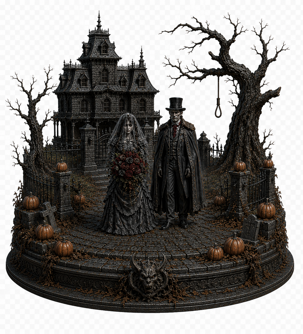 Phantom Manor 3D Hand Painted Bride & Groom Diorama – 20 cm