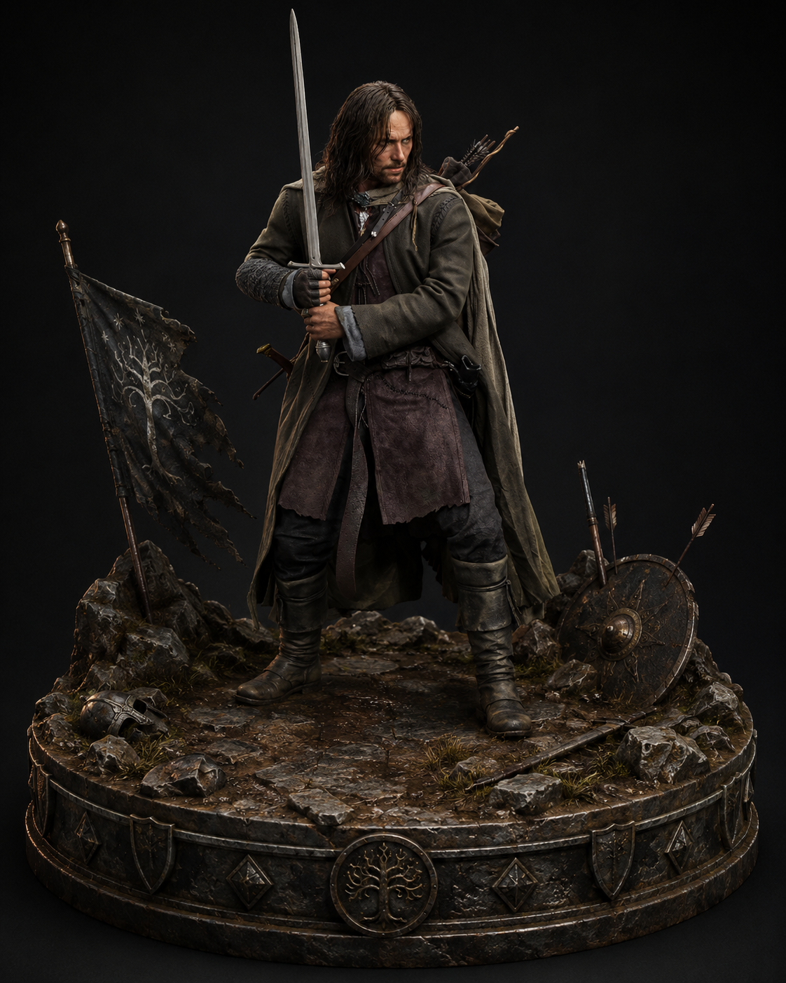 Aragorn 3D Hand-Painted Figurine | Lord of the Rings Ranger Diorama