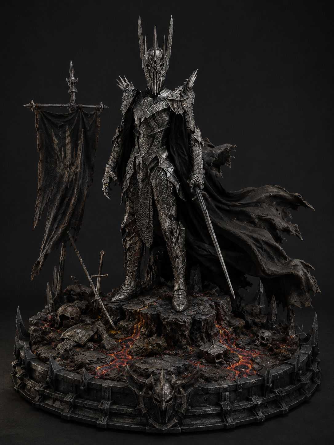 Sauron 3D Hand-Painted Figurine | Dark Lord Battle Diorama