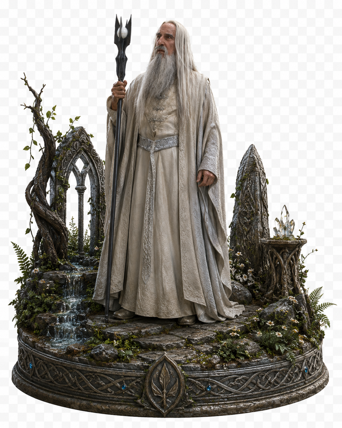 Saruman 3D Hand-Painted Figurine | White Wizard Fantasy Diorama