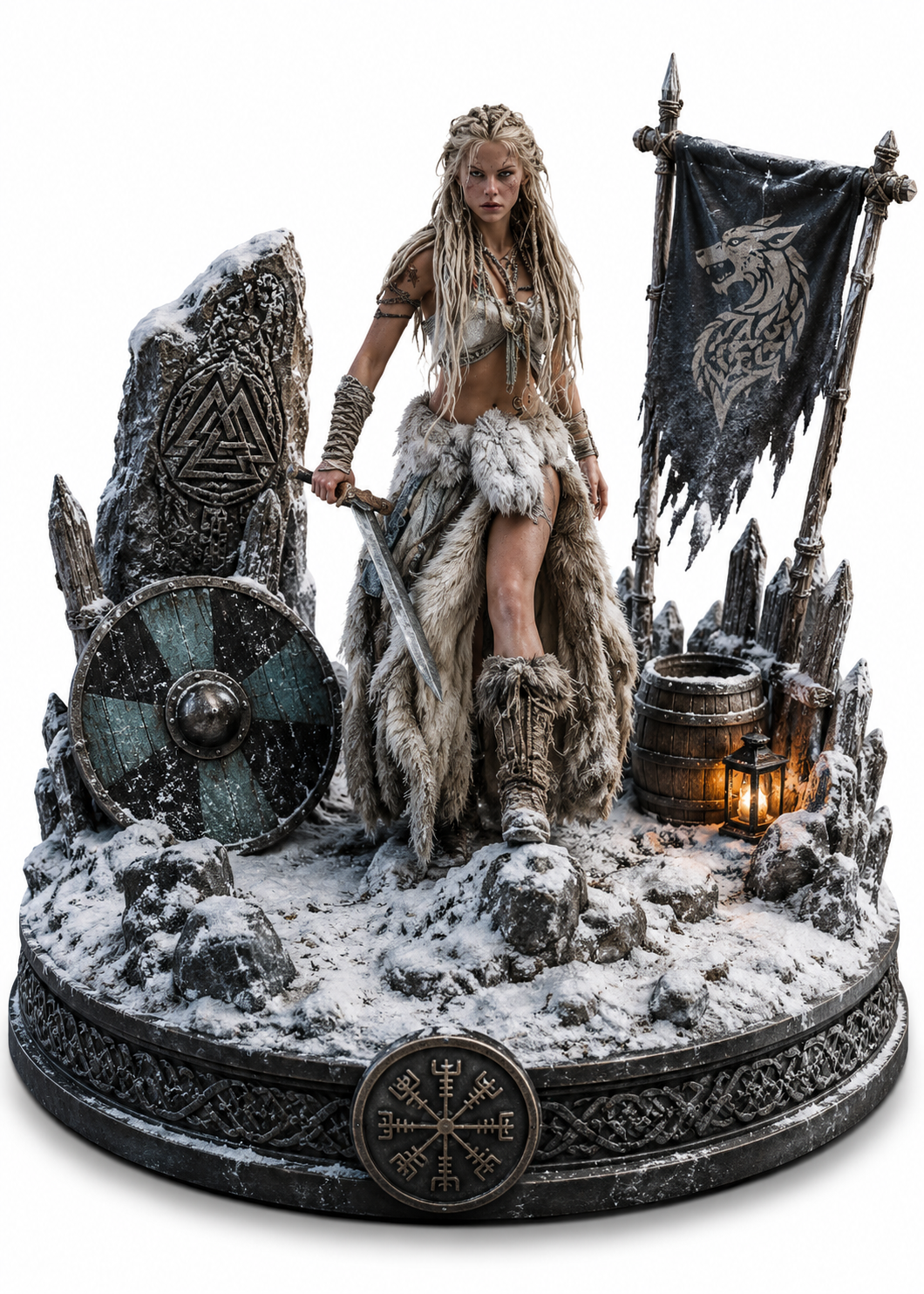 Lagertha 3D Hand Painted Viking Shieldmaiden Figurine – Norse Warrior – 20 cm