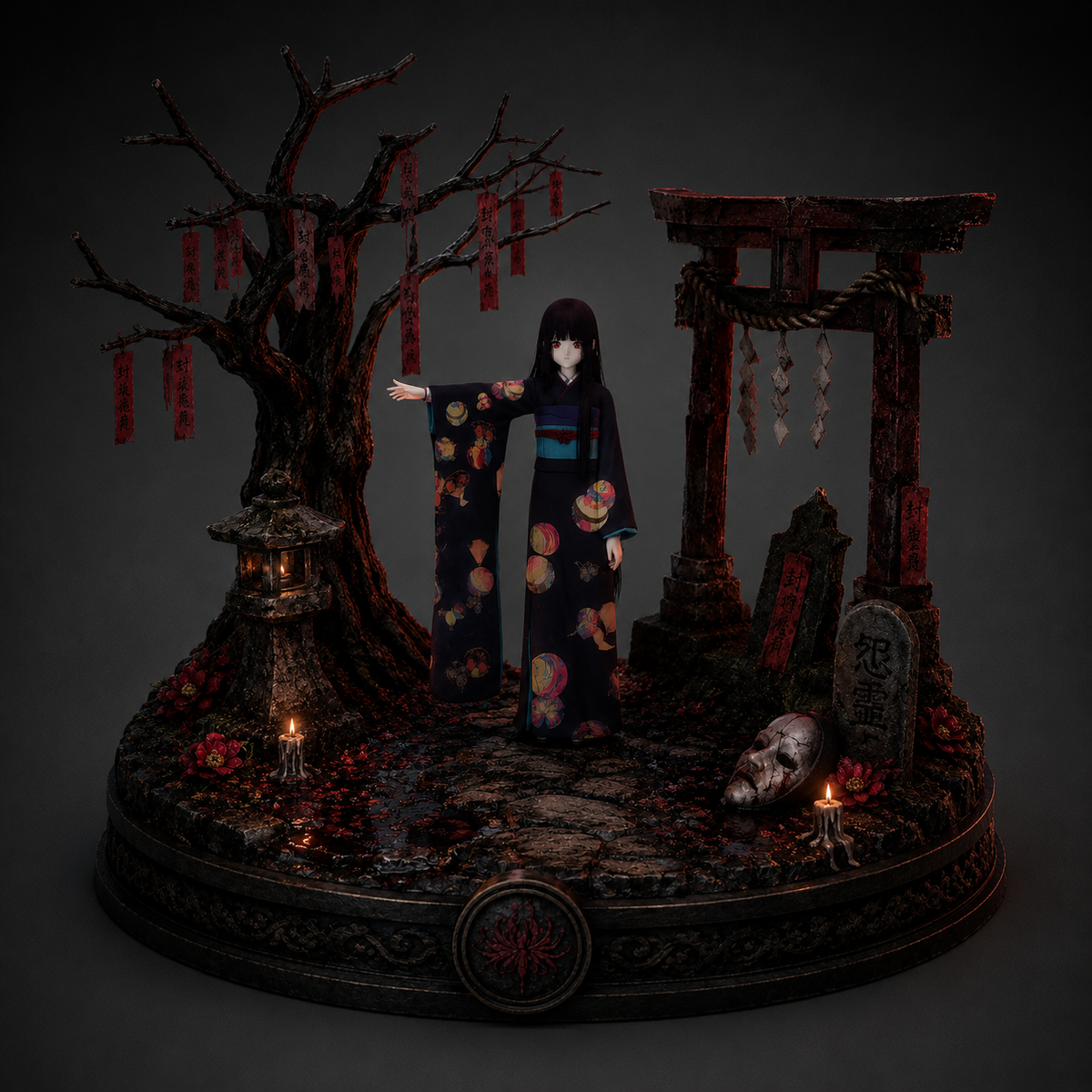 Ai Enma 3D Hand Painted Hell Girl Diorama – 20 cm