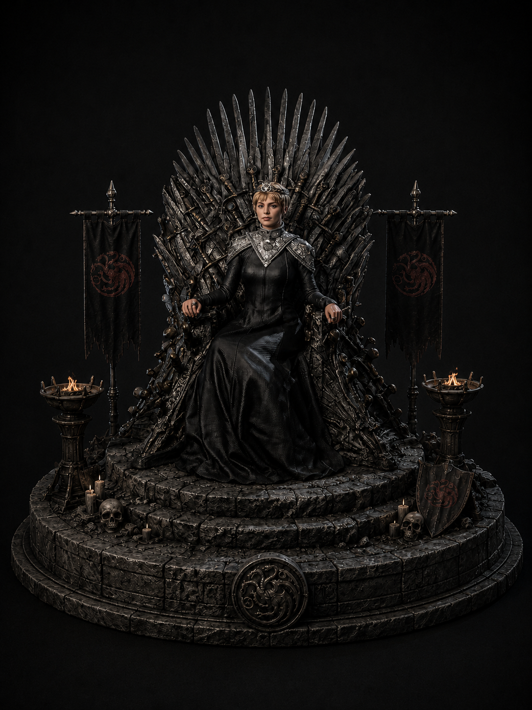 Cersei Lannister 3D Hand Painted Iron Throne Diorama – 20 cm