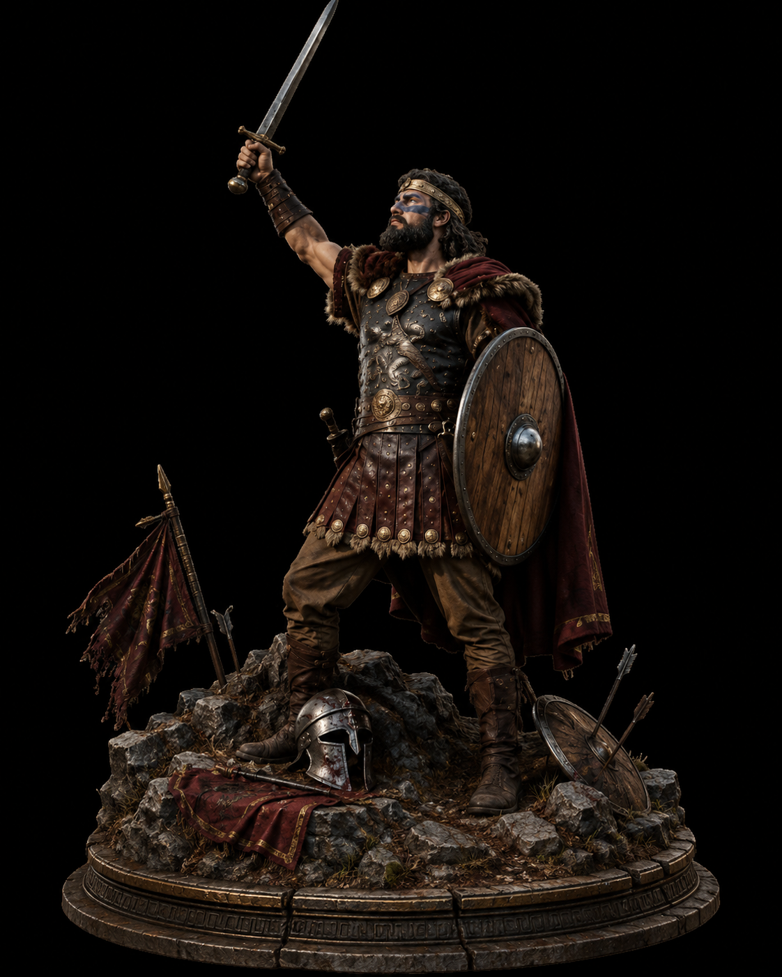 Vercingetorix 3D Hand Painted Figurine | Gallic Warrior Chieftain | Ancient Gaul Historical Statue