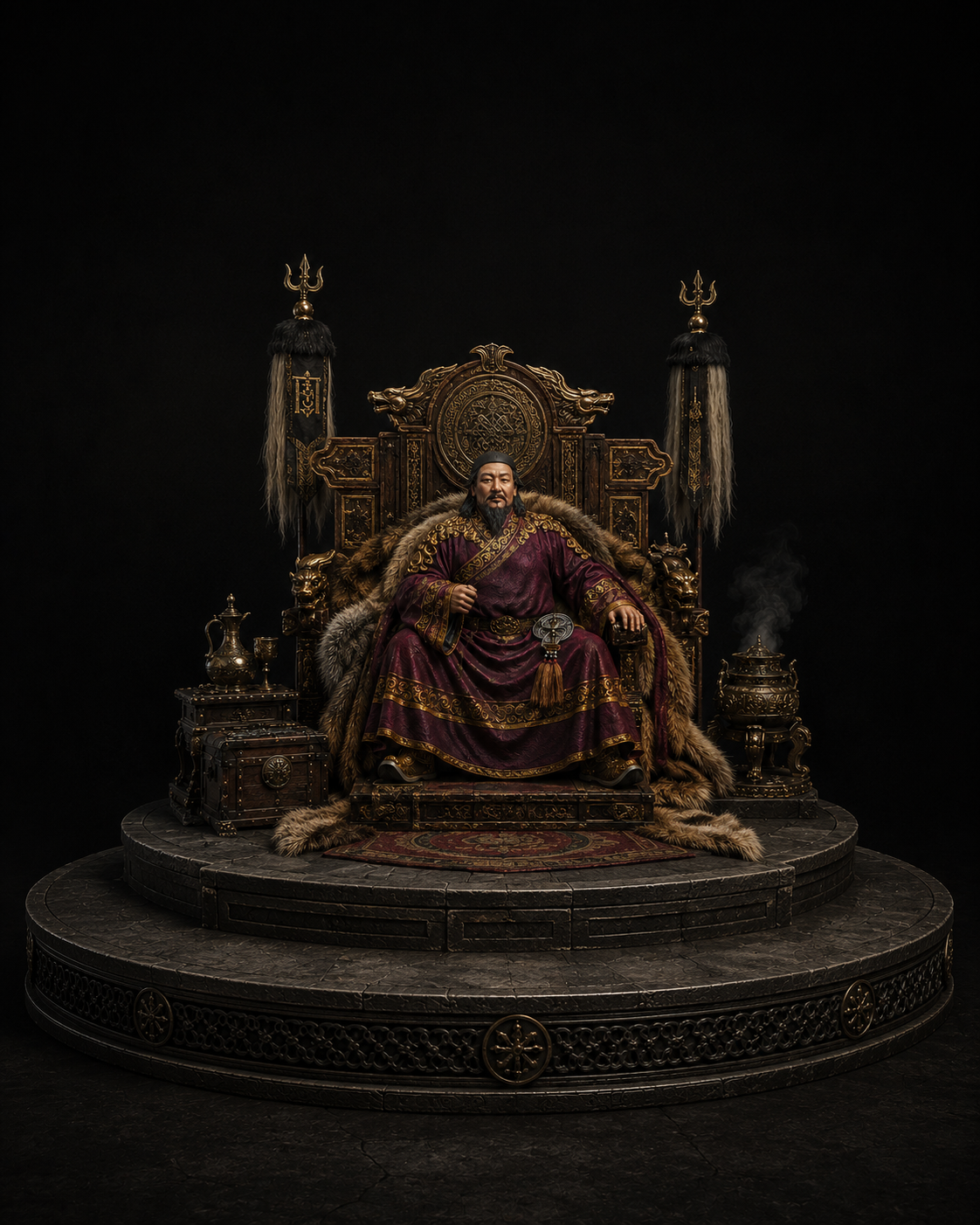 Kublai Khan 3D Hand Painted Figurine | Mongol Emperor | Yuan Dynasty