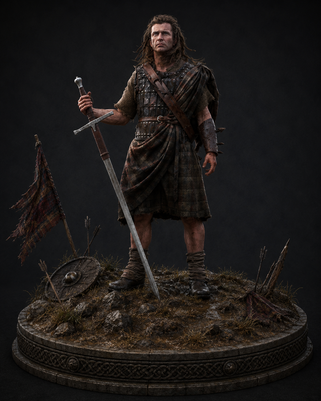 William Wallace 3D Hand Painted Figurine | Scottish Warrior | Medieval Freedom Fighter Statue