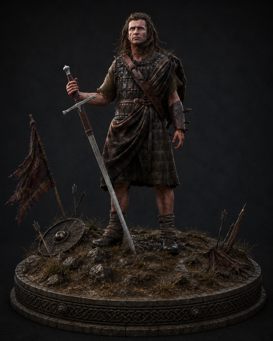William Wallace 3D Hand Painted Figurine | Scottish Warrior | Medieval Freedom Fighter Statue
