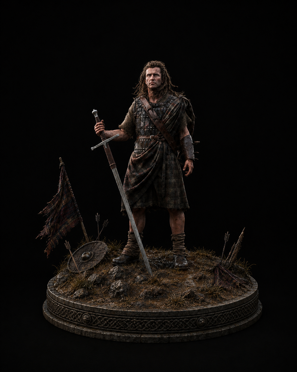 William Wallace 3D Hand Painted Figurine | Scottish Warrior | Medieval Freedom Fighter Statue