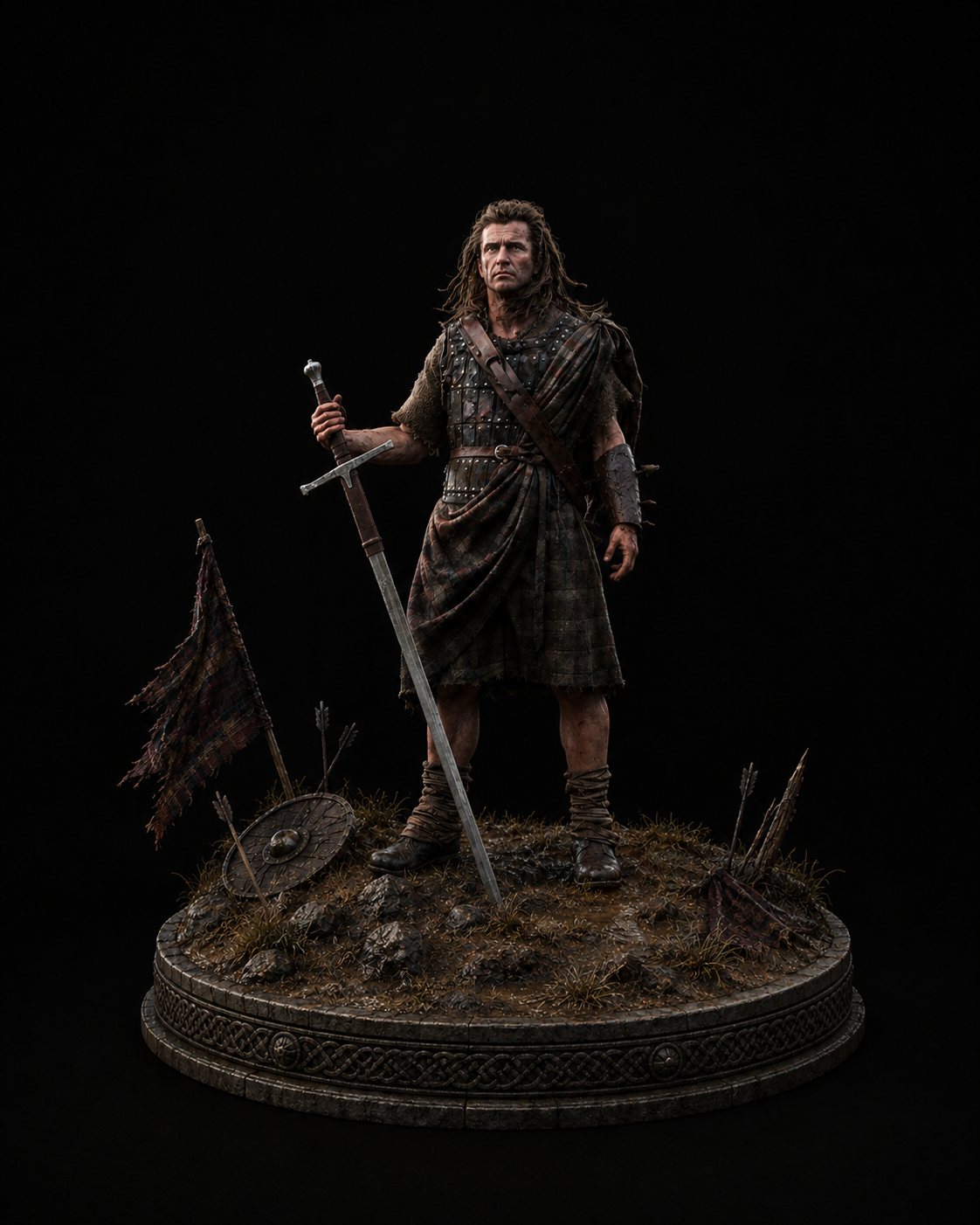 William Wallace 3D Hand Painted Figurine | Scottish Warrior | Medieval Freedom Fighter Statue