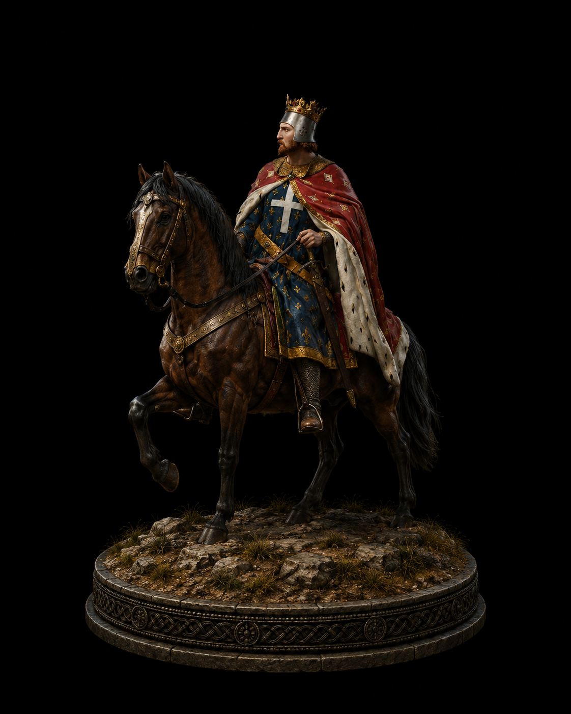 Richard I the Lionheart 3D Hand Painted Figurine | Medieval King on Horse | Crusader King Statue