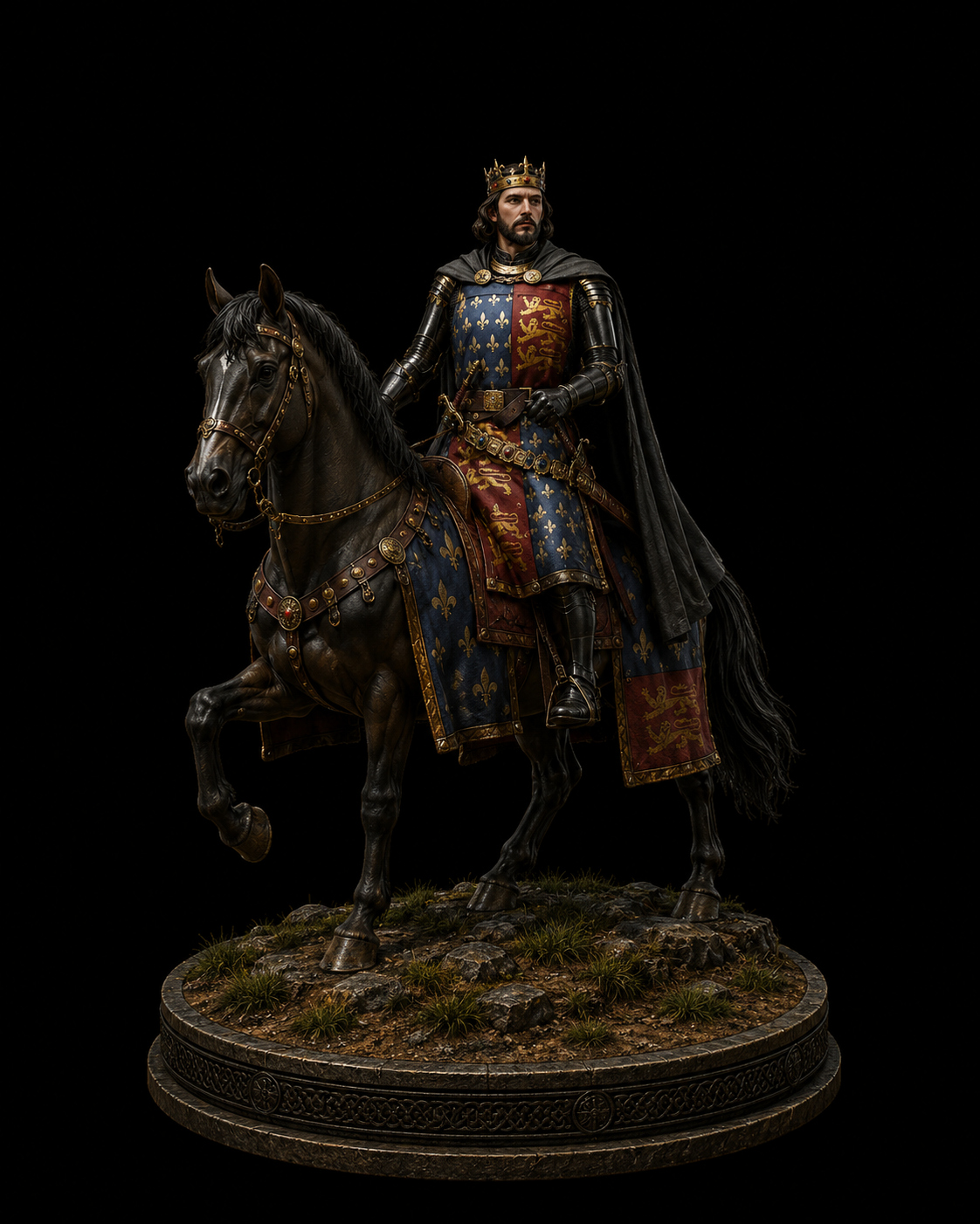 Edward the Black Prince 3D Hand Painted Figurine | Medieval English Knight on Horse Statue