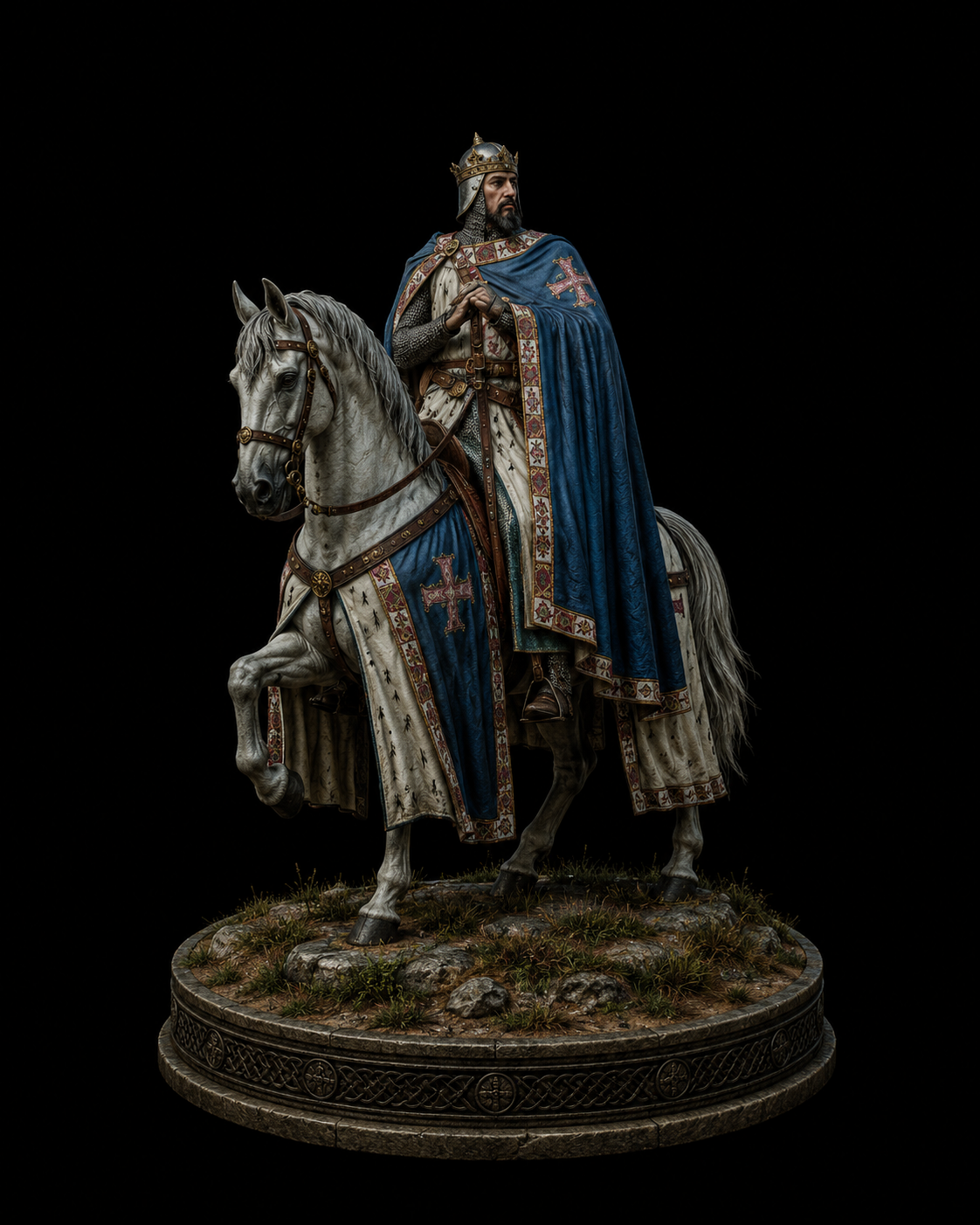 Godfrey of Bouillon 3D Hand Painted Figurine | Crusader Knight on Horse Historical Statue