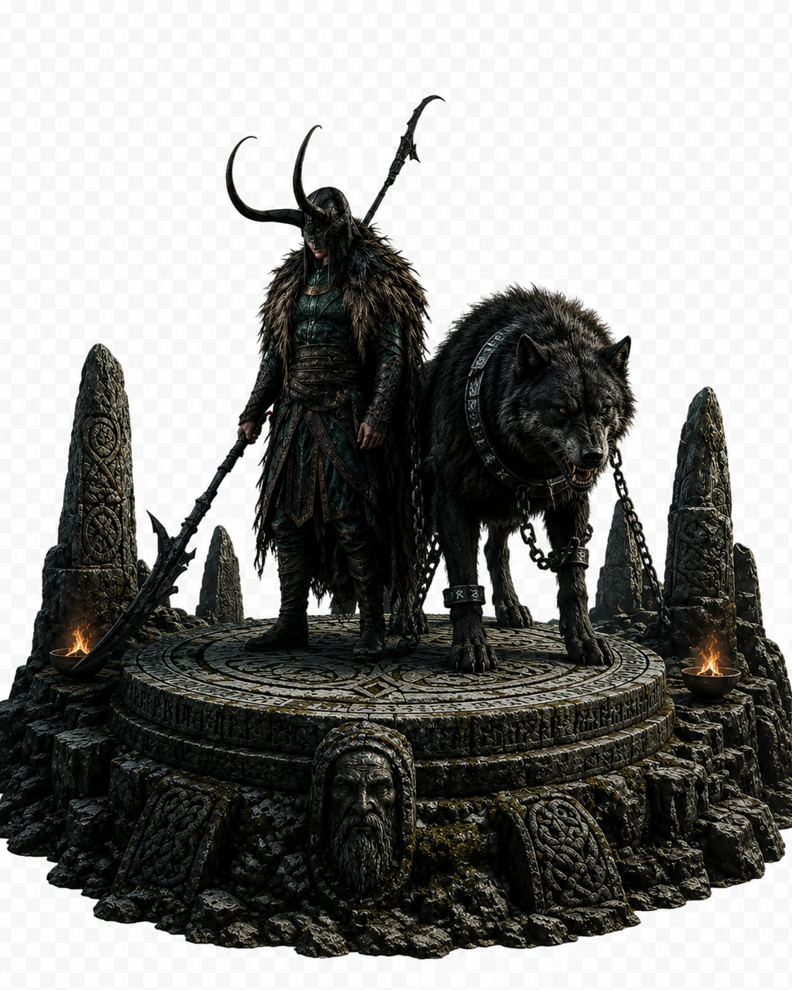 Loki with Wolf 3D Hand Painted Norse God Figurine – Viking Mythology – 20 cm