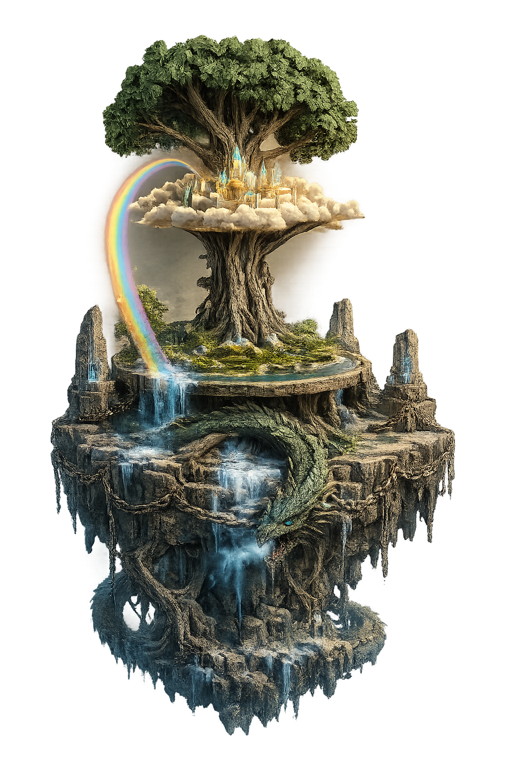 Yggdrasil 3D Hand Painted Tree of Life Diorama – Norse Mythology World Tree – 20 cm