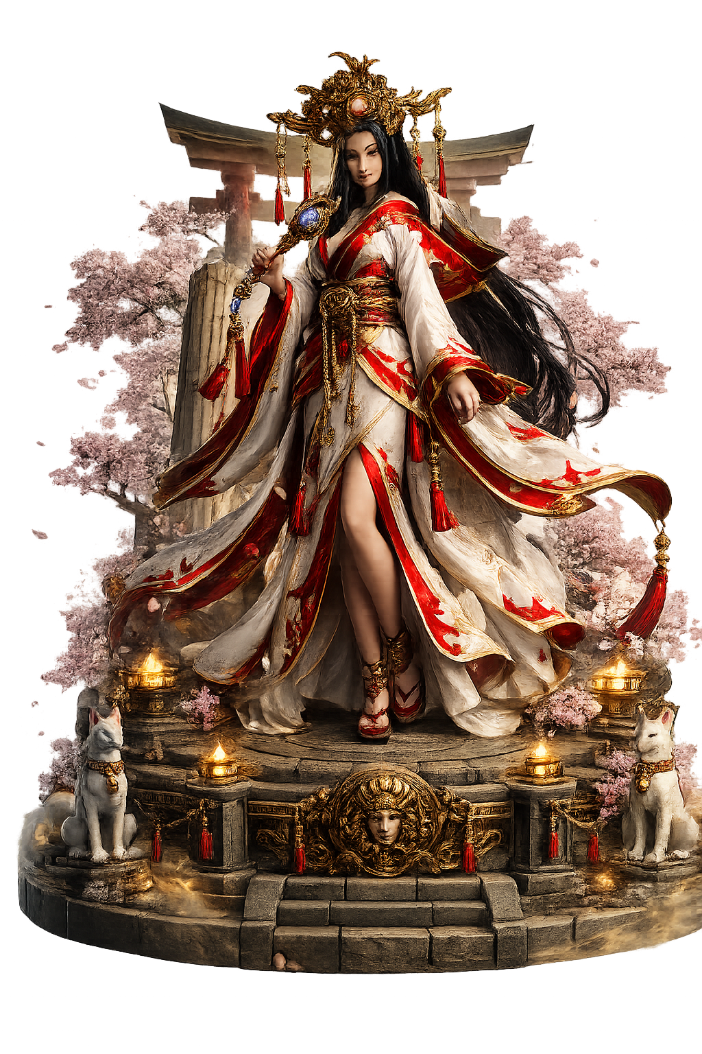 Amaterasu 3D Hand Painted Japanese Goddess Figurine – 20 cm
