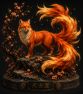 Kitsune 3D Hand Painted Nine-Tailed Fox Figurine – Japanese Mythology – 20 cm
