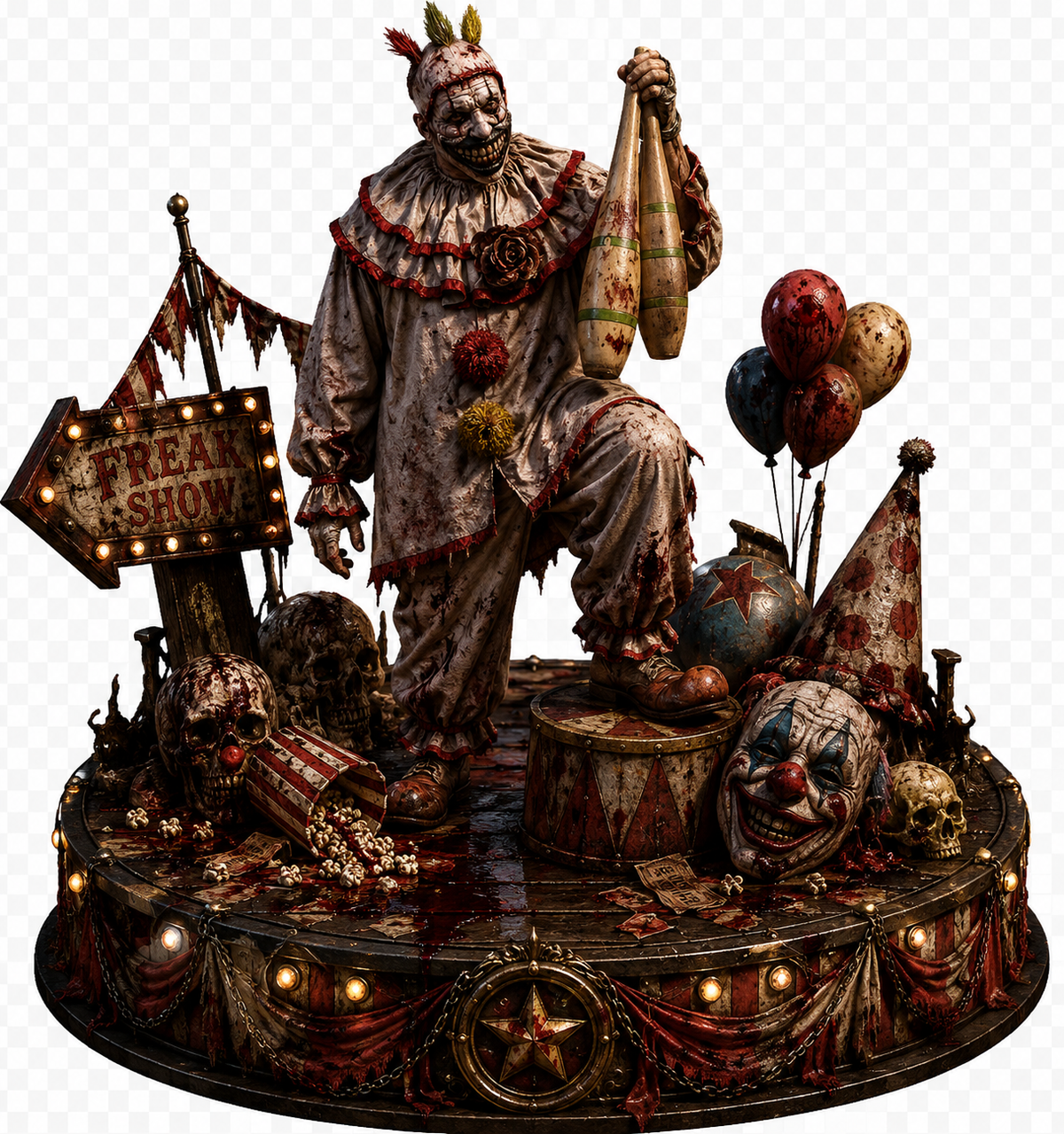 Twisty the Clown 3D Hand Painted Statue – AHS Freak Show Inspired Diorama – 20 cm