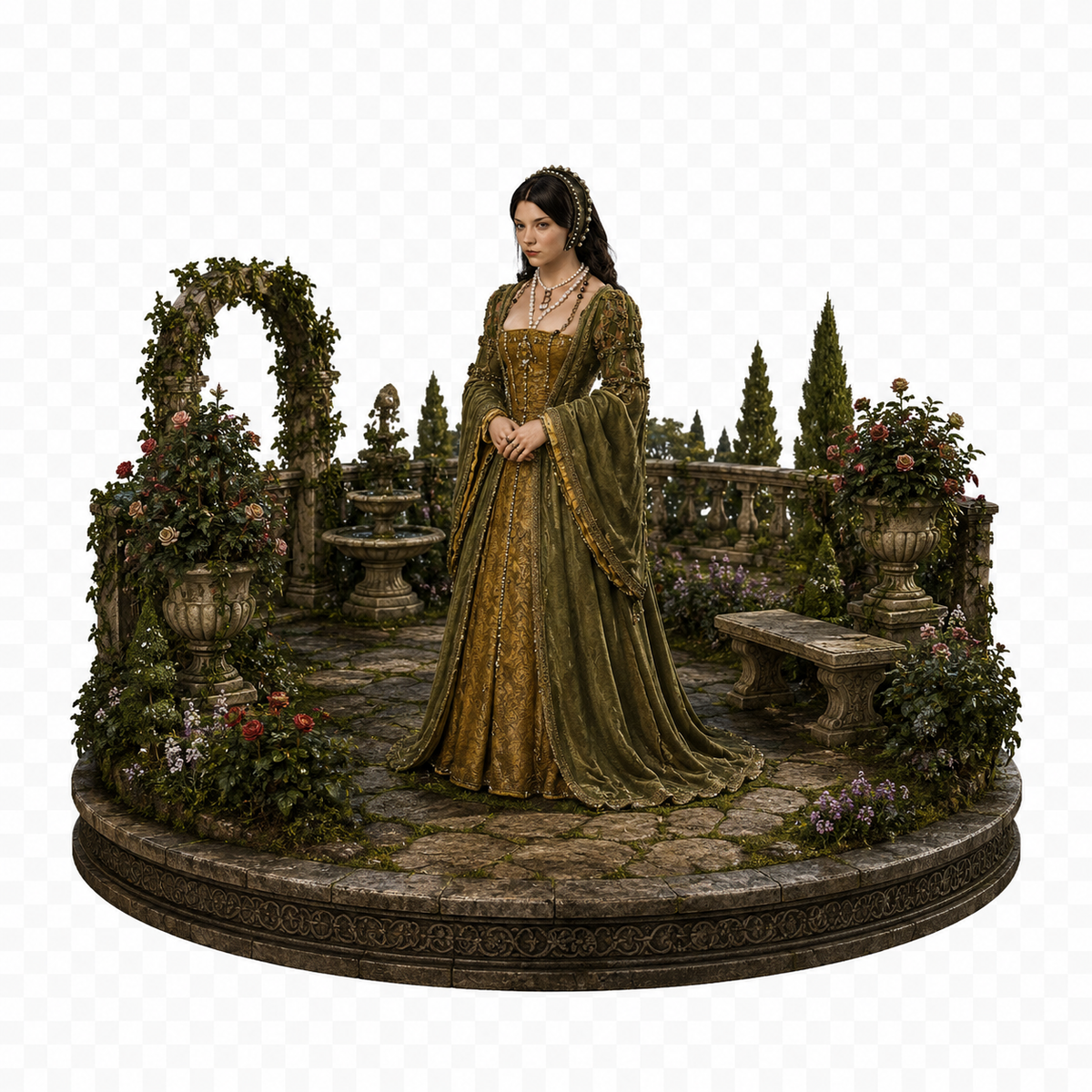 Anne Boleyn 3D Hand Painted Figurine | Tudor Queen Garden Statue | Henry VIII Historical Collectible