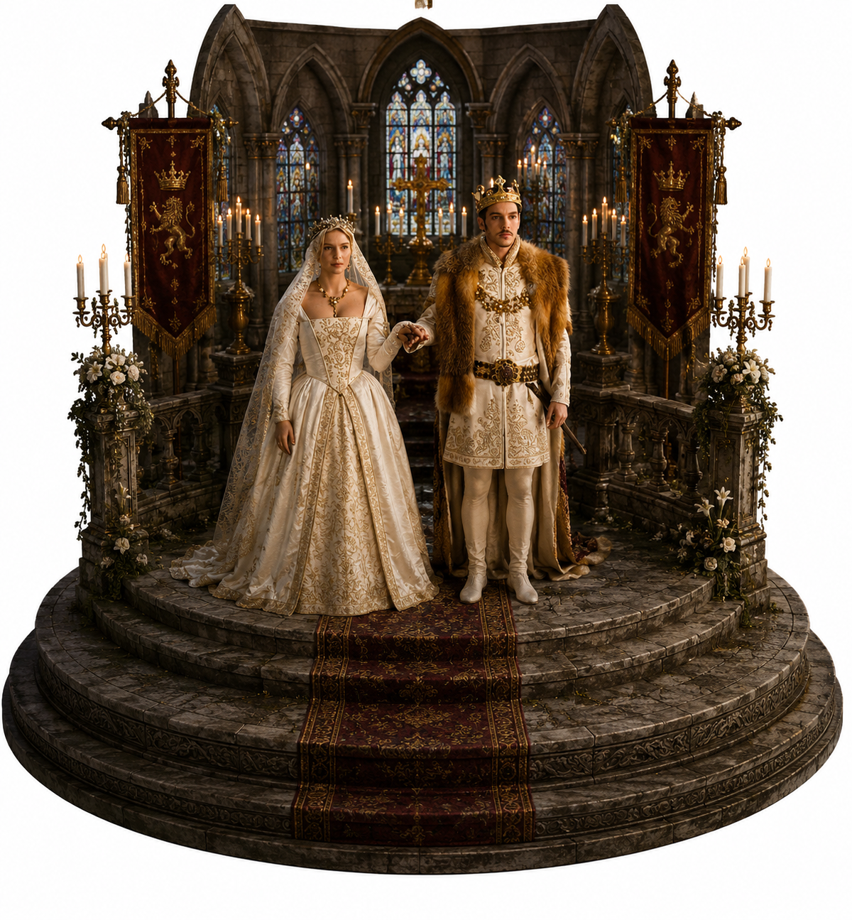 Jane Seymour & King Henry VIII 3D Hand Painted Figurine | Tudor Royal Wedding Diorama | Historical Collectible
