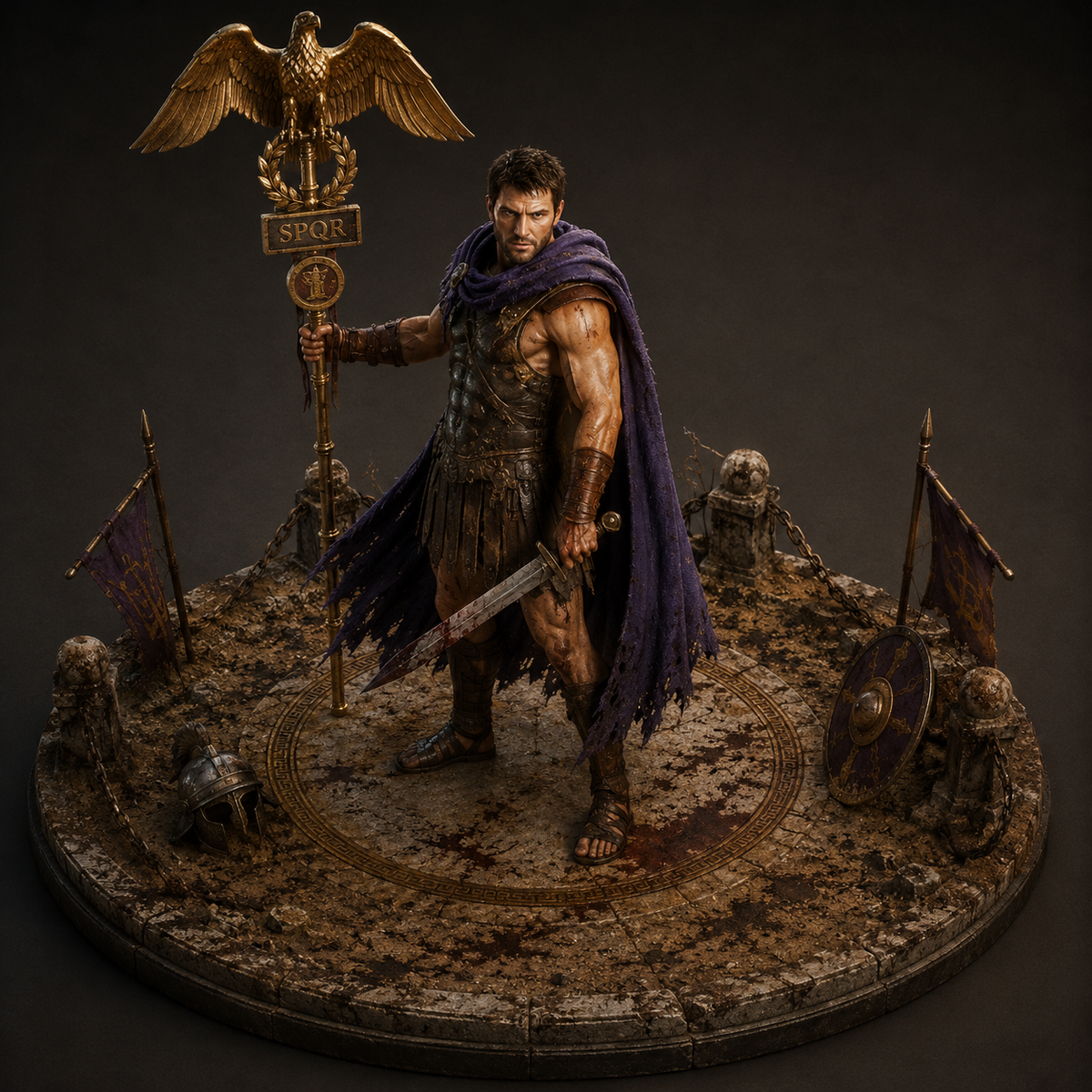 Spartacus 3D Hand Painted Figurine | Gladiator Rebel Leader | Roman Warrior Statue