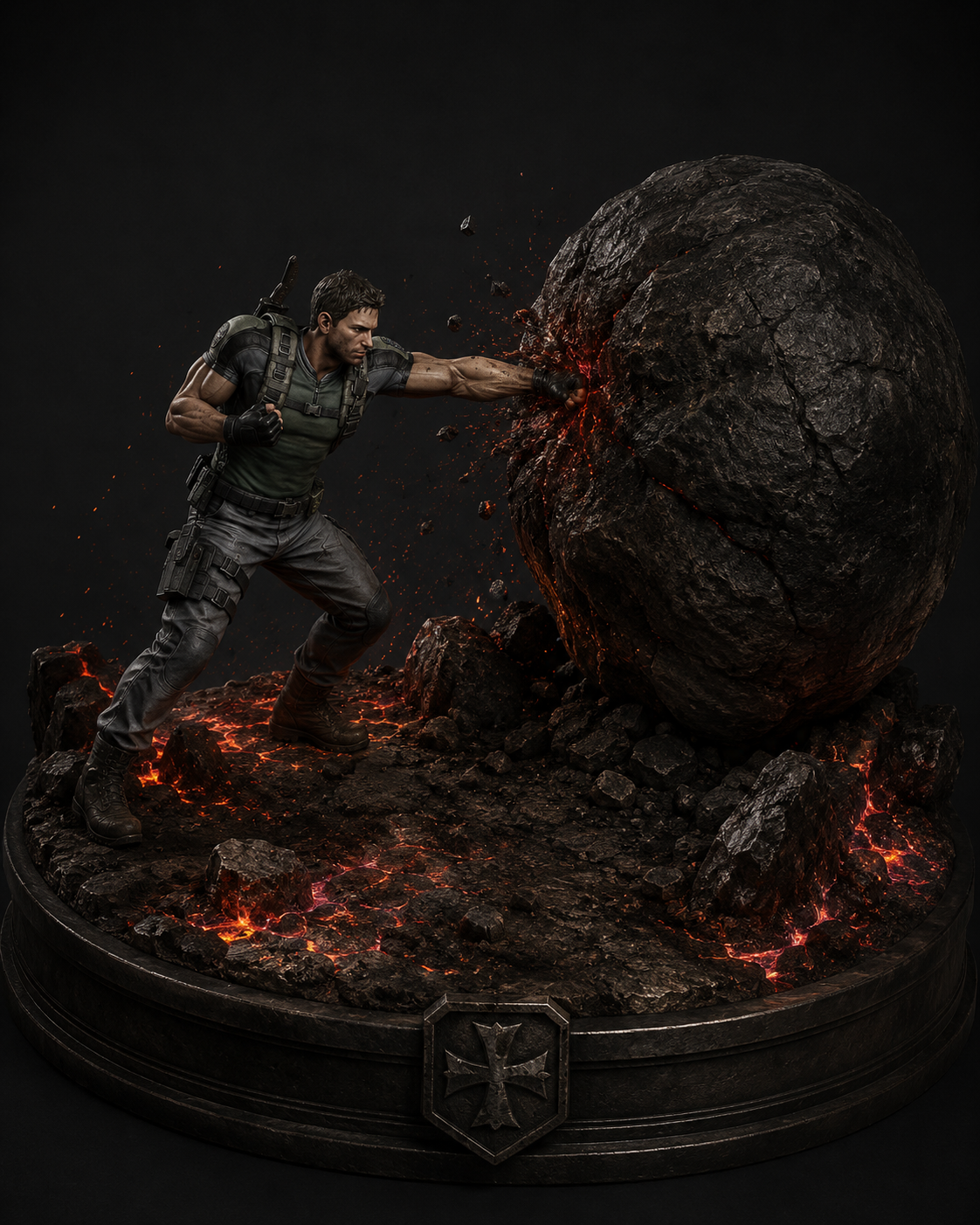 Chris Redfield Boulder Punch 3D Hand-Painted Diorama – Resident Evil
