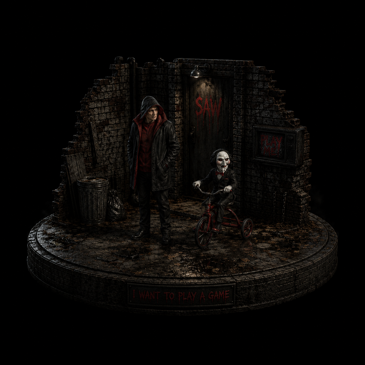 Jigsaw & John Kramer 3D Hand-Painted Figurine | Saw Horror Diorama