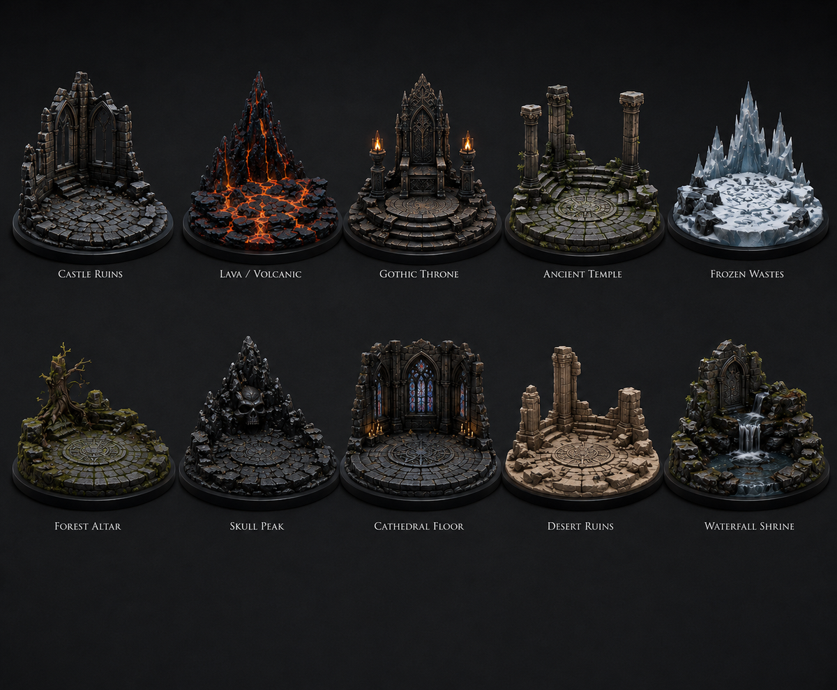 3D Printed Display Platform Bases – 16 Different Designs