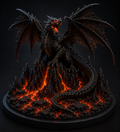 Black Lava Dragon 3D Hand-Painted Figurine – Volcanic Fantasy Dragon 🐉🔥